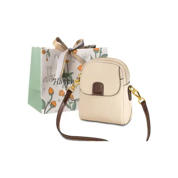 Yalu Top Grain Cow Leather Crossbody Bag, Shoulder Bag Women's Black/Milkshake White/Sea Blue