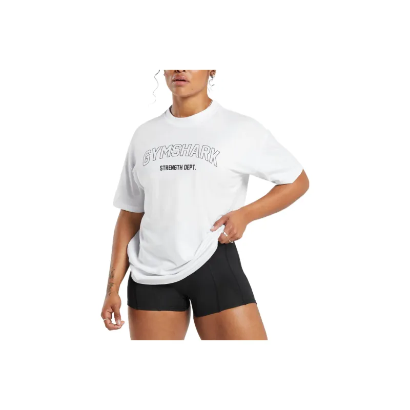 GYMSHARK Drop Shoulder Sleeve T Shirt Women's White-0