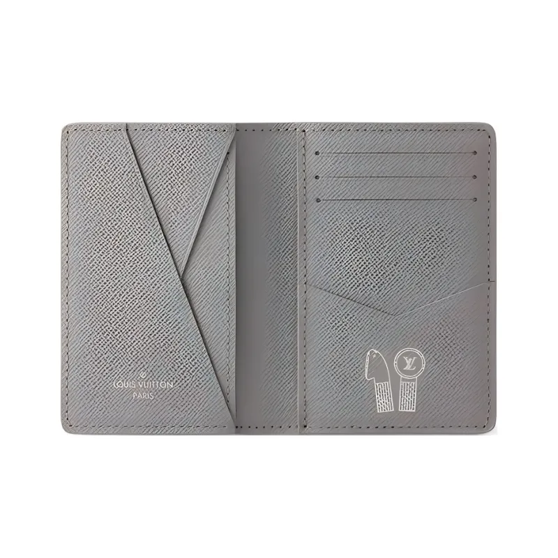 LOUIS VUITTON Leather Wallet Men's Light Blue-3
