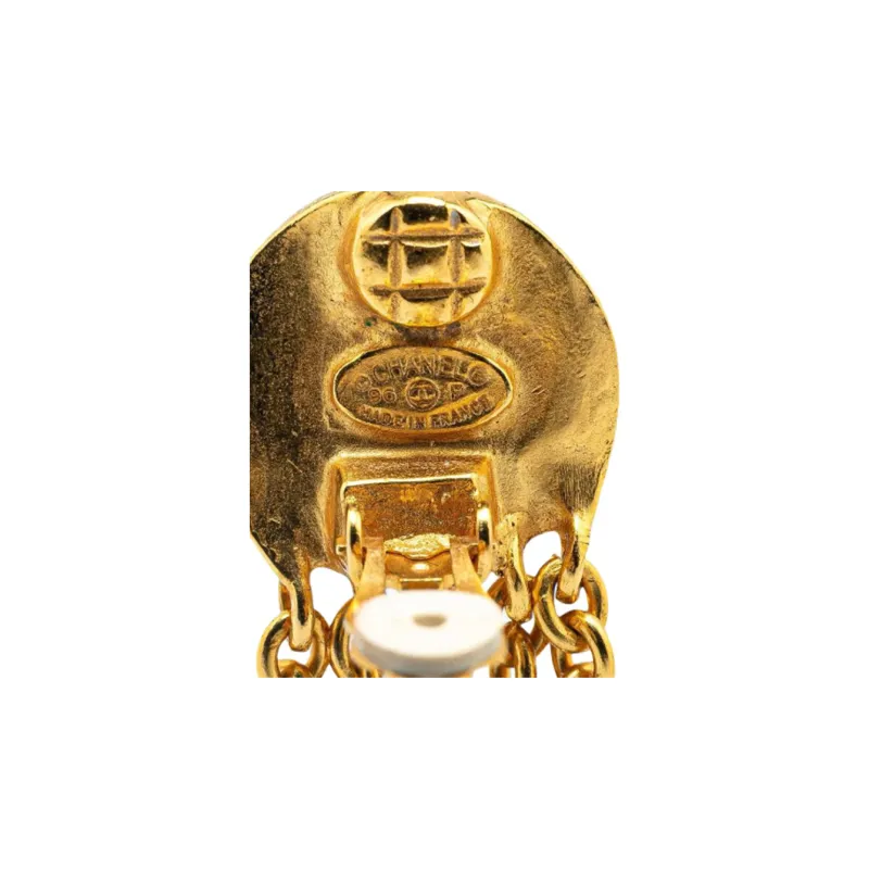 CHANEL Gold Plated Clip On Earrings Women's Gold-2