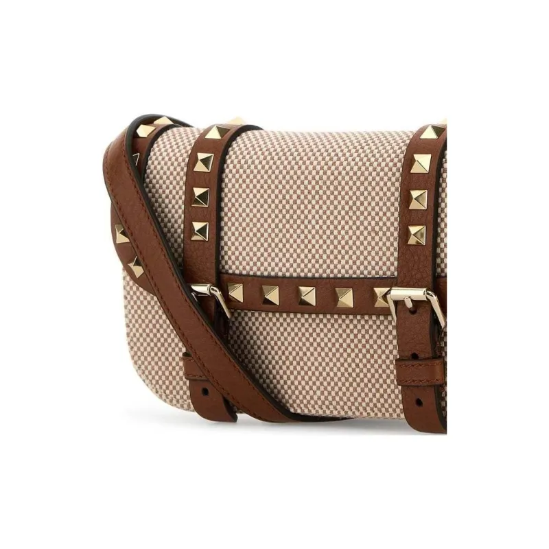 Valentino Canvas Bag Crossbody Bag Shoulder Bag Women's Beige-4