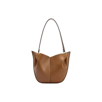 ZARA PU Tote Bag, Shopping Bag, Shoulder Bag Tubas Women's Dark Brown Yellow