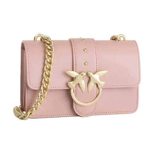 PINKO SIMPLY Cow Leather Swallow Bag Crossbody Bag, Shoulder Bag Women's Peach Leather Pink