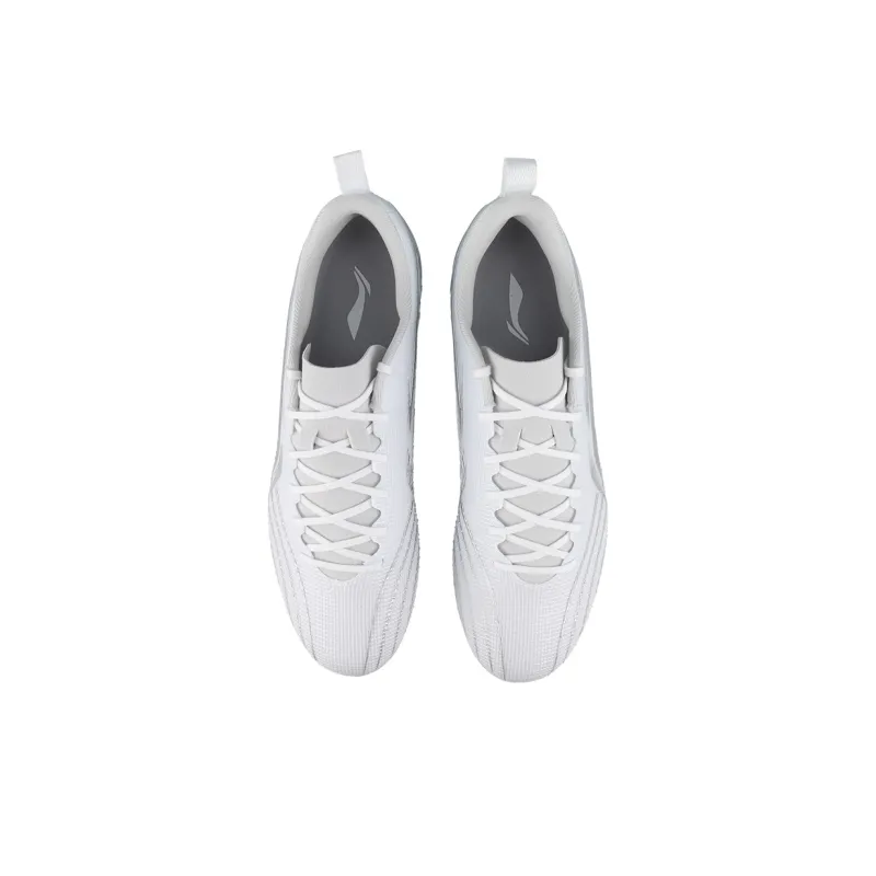 LiNing MG Rubber Short Studs Artificial Ground Anti Slip Wear Resistant Soccer Shoes Men's White Silver-3