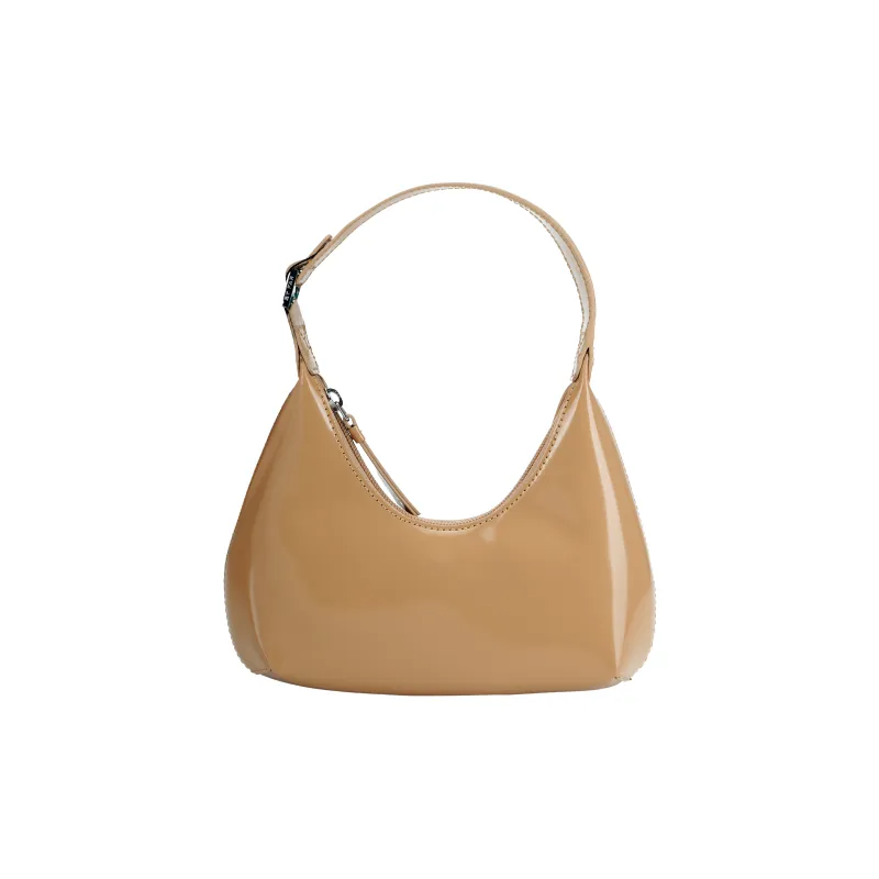 By Far Baby Amber Cow Leather Shoulder Bag, Baguette Bag, Dumpling Bag, Handbag, Shoulder Bag Women's Light Brown-2