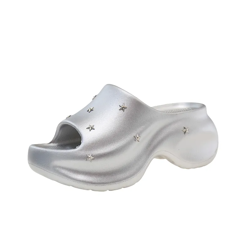 Alxnan Odor Resistant Slide Slippers Women's Silver-0