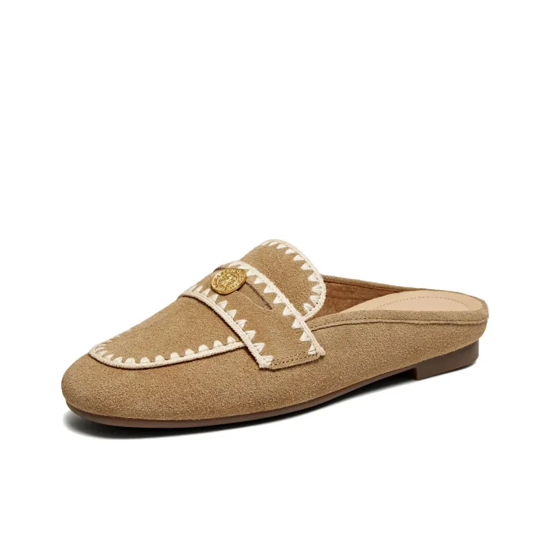 TATA Leather Patchwork Quiet Closed Toe Slippers Women's-5