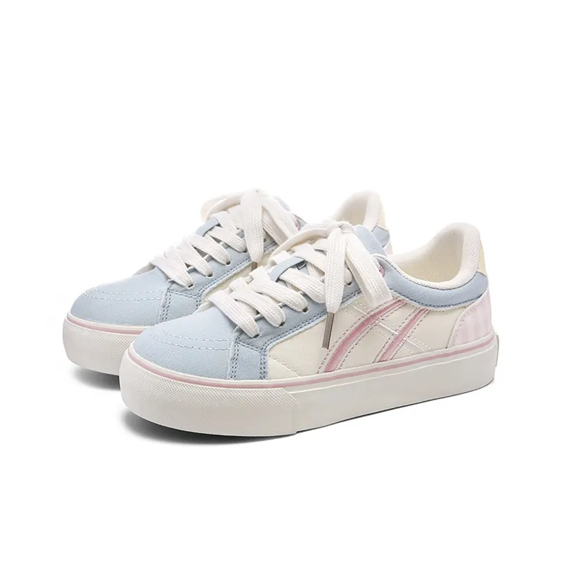 Ordifen Low Top Skateboard Shoes Women's White Pink Blue-1