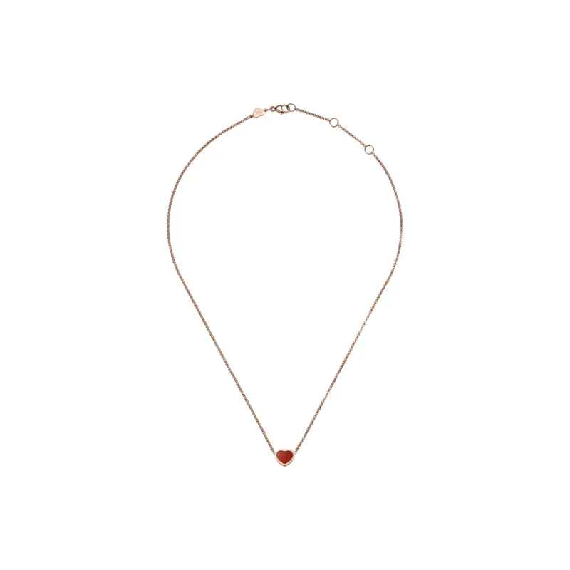 Chopard 18kt Rose Gold My Happy Heart Carnelian Necklace-3