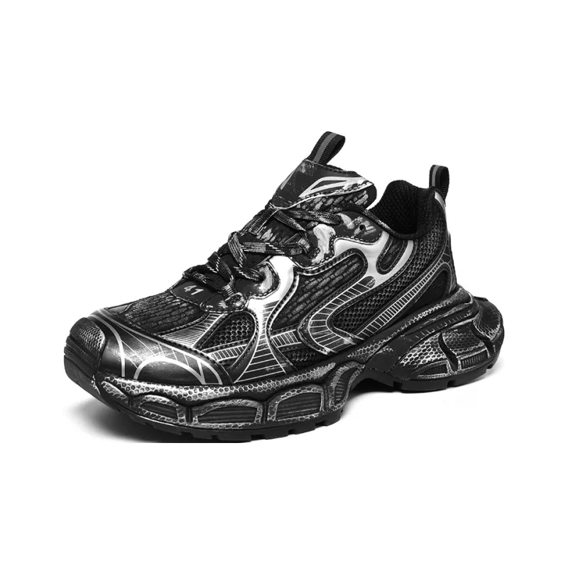 PAIBLOKS Low Top Chunky Sneakers Unisex Black-1