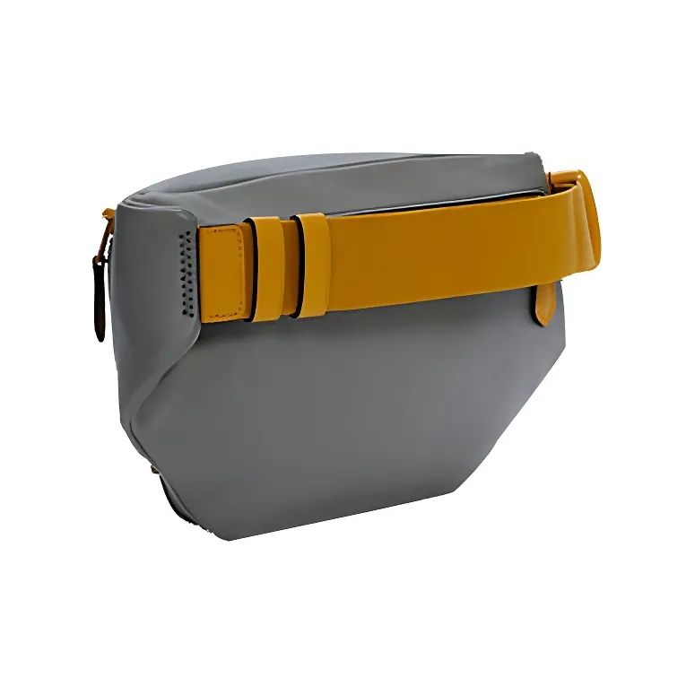 COACH Track Smooth Cow Leather Crossbody Fanny Pack Tubas Men's Gray & Yellow-1