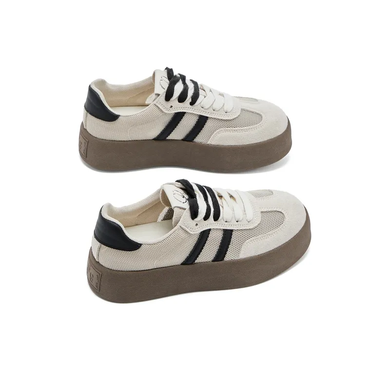 La Chapelle Anti Slip Wear Resistant Low Top Skateboard Shoes Women's White Black-2