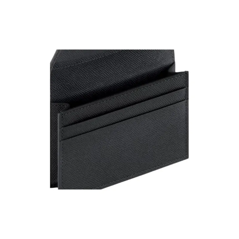 BVLGARI Calfskin Wallet Regular Men's Black-3