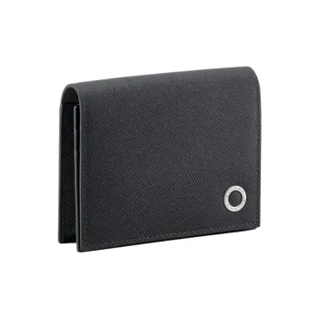 BVLGARI Calfskin Wallet Regular Men's Black