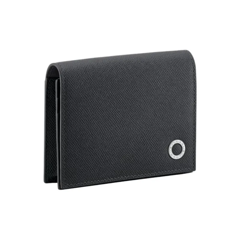 BVLGARI Calfskin Wallet Regular Men's Black-0