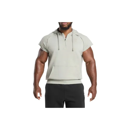 GYMSHARK Legacy 1/4 Zip Cap Sleeve Hoodie Sweatshirt Men's Lime Gray