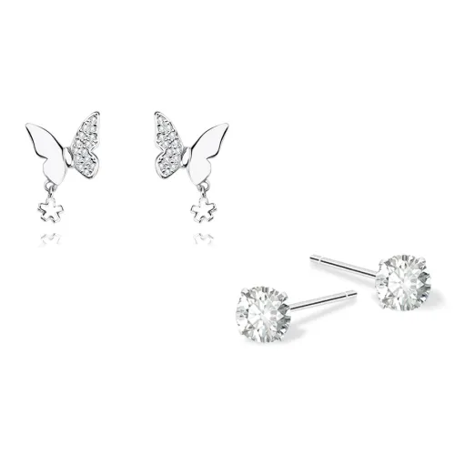 KUMET Sterling Silver Stud Earrings Women's