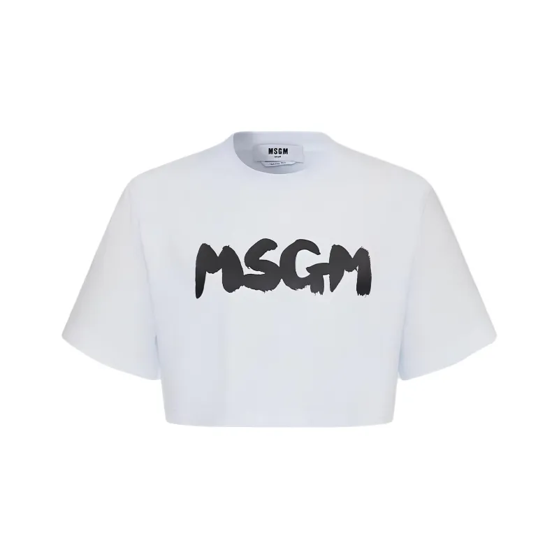 MSGM SS24 Drop Shoulder Sleeve T Shirt Women's White-1