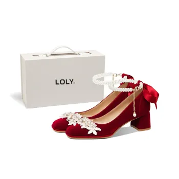 LOLY Chunky Heel High Heels Women's Floral Realm