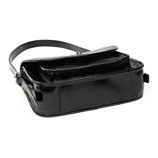 Teenmix Cow Leather With Synthetic Leather Shoulder Bag, Messenger Bag, Crossbody Bag Regular Women's Black-3