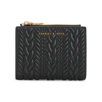 CHARLES&KEITH PU Wallet Medium Size Women's Black/Cream Milk White