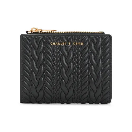 CHARLES&KEITH PU Wallet Medium Size Women's Black/Cream/Milk White