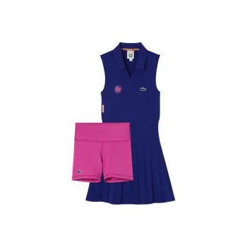 LACOSTE Sleeveless Dress Women's Two Piece Set I10/Royal Blue/Rose Red