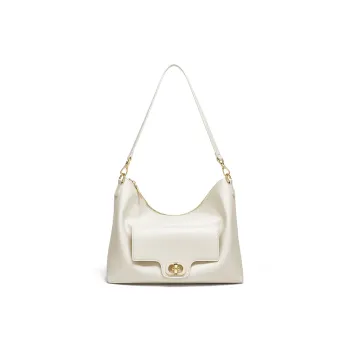 CNOLES Microfiber One Shoulder Shoulder Bag Women's Cream White/Milk Tea Beige/Black