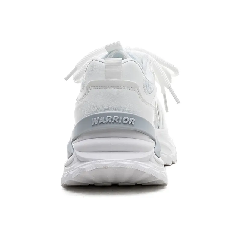 Warrior Breathable Lightweight Height Increasing Low Top Chunky Sneakers Women's White Light Gray Blue-2