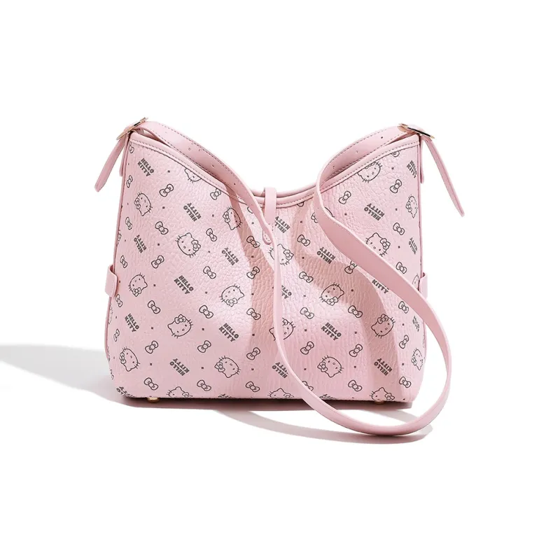 MESUCA &Sanrio Hello Kitty Collaboration Kitty Series PU Shoulder Bag Regular Women's Pink/Brown/Milk Tea-4