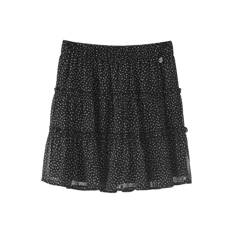 Fstudio Korean Style Polka Dot Soft And Elegant Outfit With Half Length Shirring Casual Short Skirts Women's-1