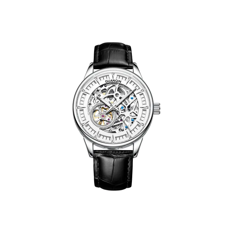 GUANQIN Automatic Mechanical Movement Genuine Leather Strap Watch Men's Watches Black Dial-2