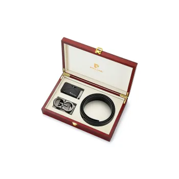 PIERRE CARDIN Cow Leather Belts Men's Black 3.45CM
