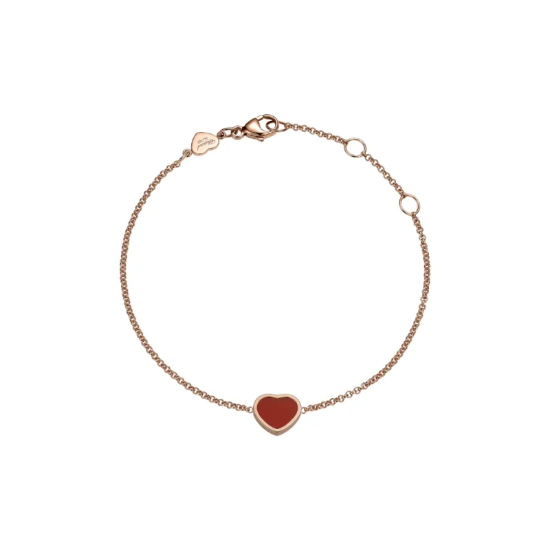 Chopard 18kt Rose Gold My Happy Heart Carnelian Necklace-4
