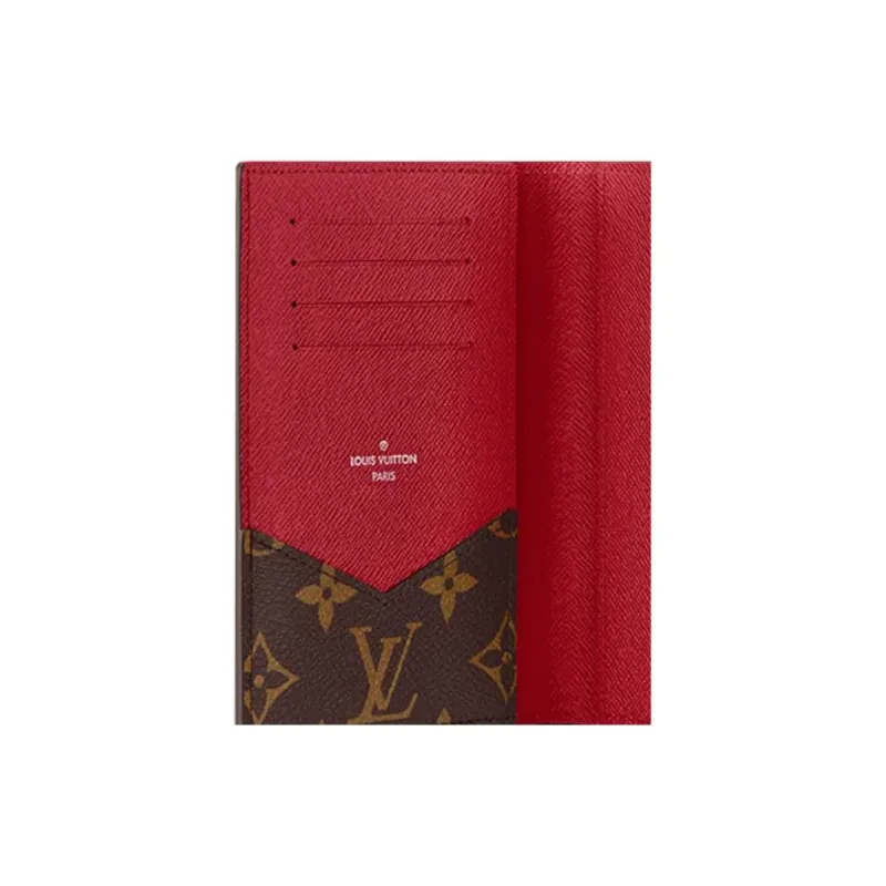 LOUIS VUITTON Colormania Coated Canvas Passport Holder Unisex Red & Brown-3