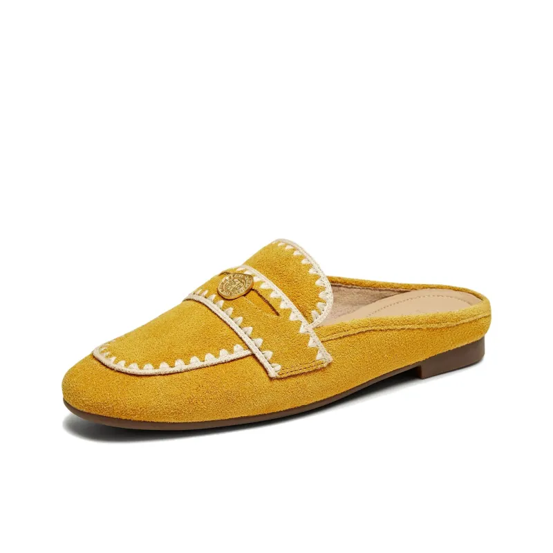 TATA Leather Patchwork Quiet Closed Toe Slippers Women's-9