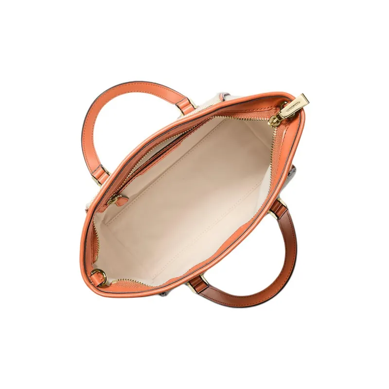 MICHAEL KORS TARYN Cotton Shoulder Bag, Crossbody Bag, Handbag Trumpets Women's Beige & Orange-2