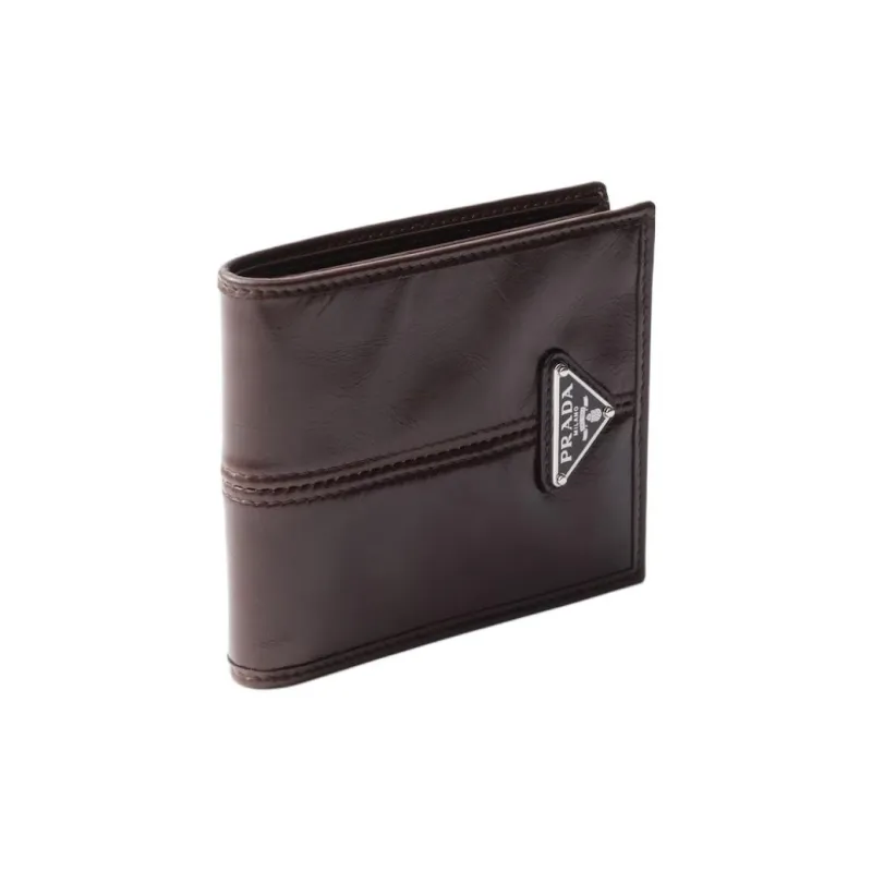 PRADA Calfskin Wallet Men's Dark Brown-1