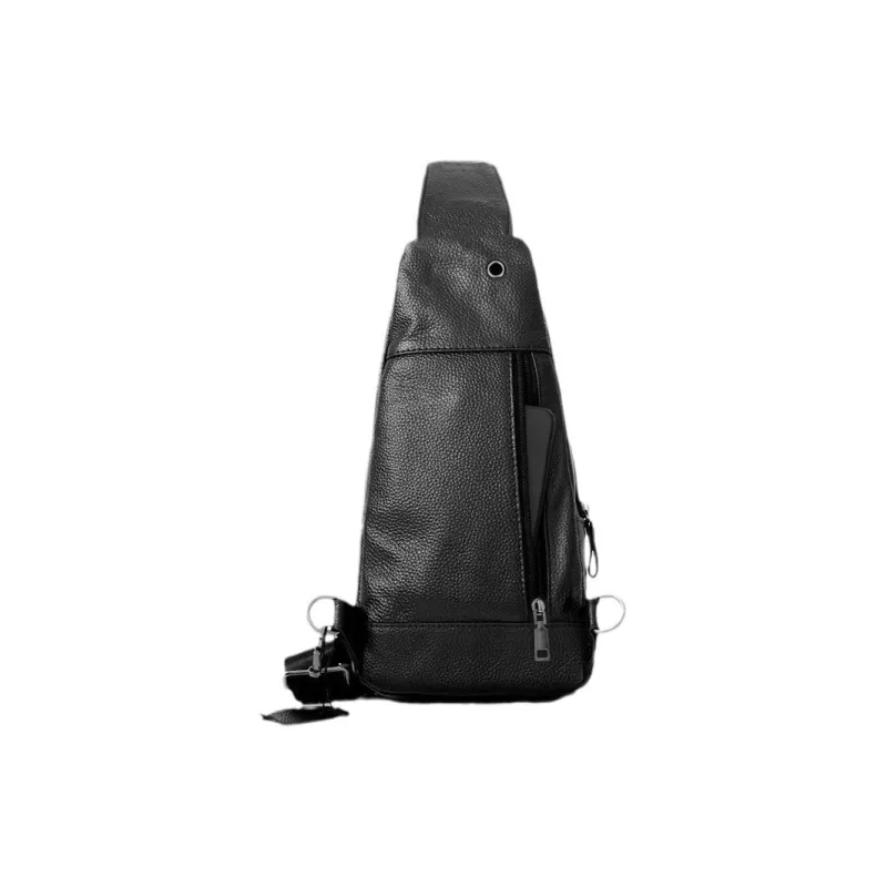 Yalu Top Grain Cow Leather Sling Bag Regular Men's Black-4