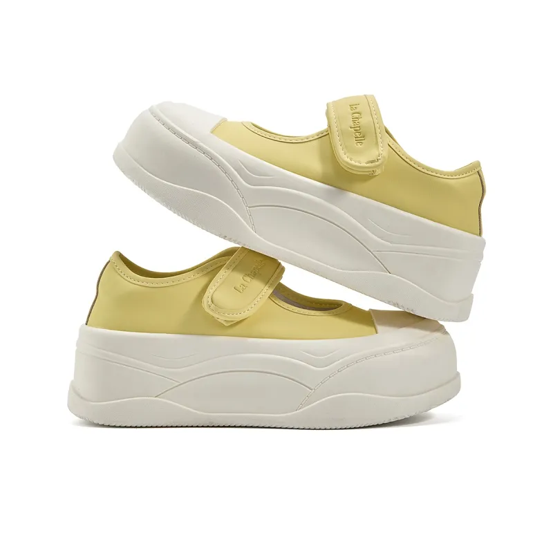 La Chapelle Anti Slip Wear Resistant Low Top Skateboard Shoes Women's Yellow-3