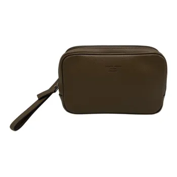 AMANI Calfskin Clutch Men's Light Brown