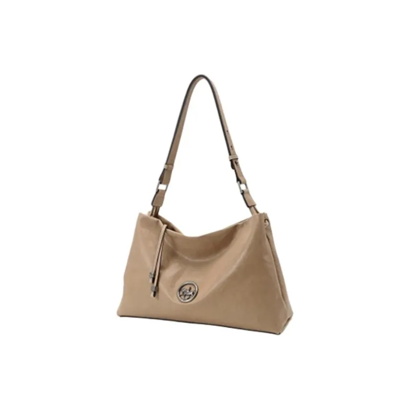 Why Cow Leather Shoulder Bag Medium Size Women's Chestnut Brown-1
