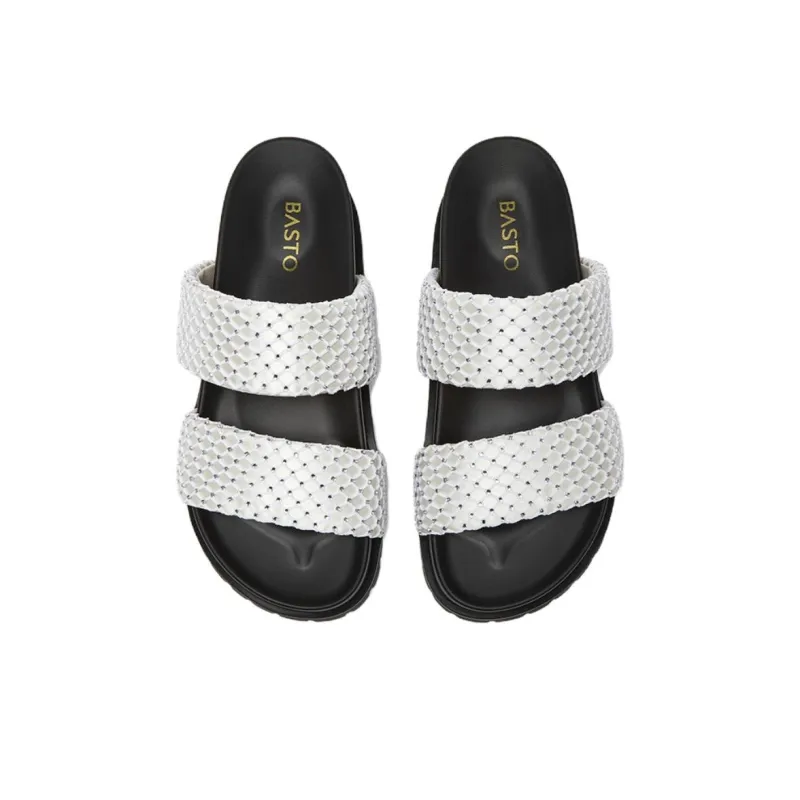 BASTO PU Polyurethane Rubber Sole Crystal Quiet Slide Slippers Women's-6