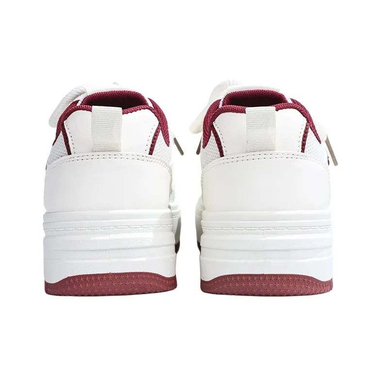 RENBEN Lightweight And Breathable Low Top Skateboard Shoes Women's White Red-4