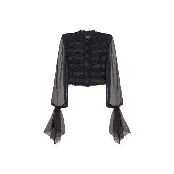BALMAIN Chiffon sleeve Tweed Jacket
