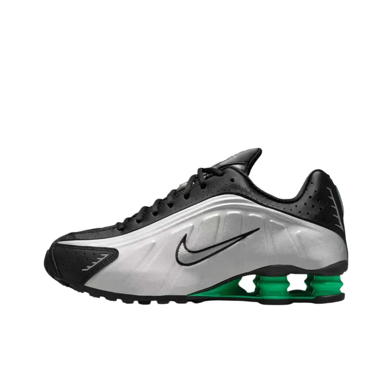 Nike Shox R4 Anti Slip Wear Resistant Low Top Running Shoes Men's Silver Black-0
