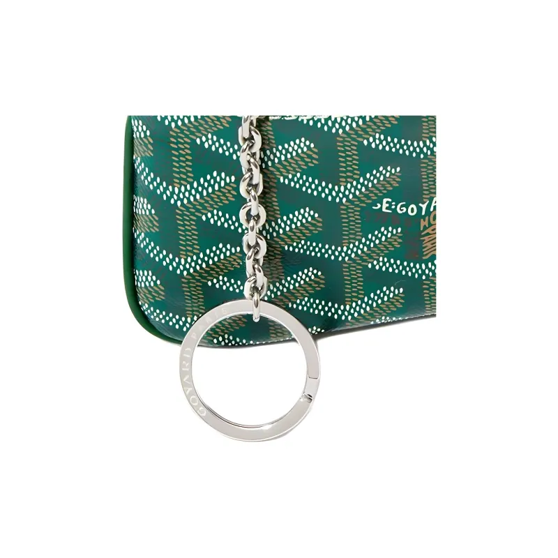 GOYARD Canvas With Calfskin Key Pouch Extra Mini Unisex Green-3