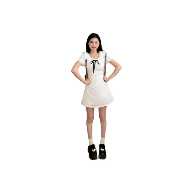 Dior Beauty Short Sleeved Dresses Women's White-0
