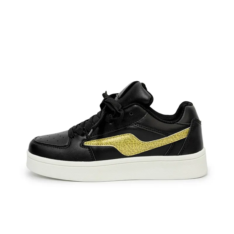 Fawn Miri Coverage Low Top Skateboard Shoes Unisex Black Gold-0