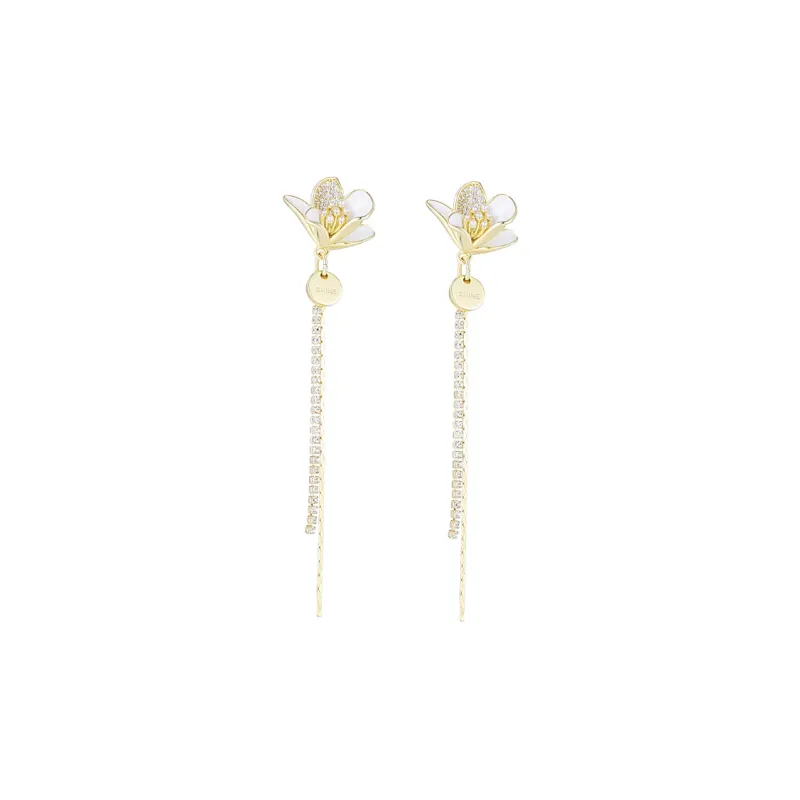 SHINE Magnolia Collection S925 Silver Needle Copper Earrings Women's-0